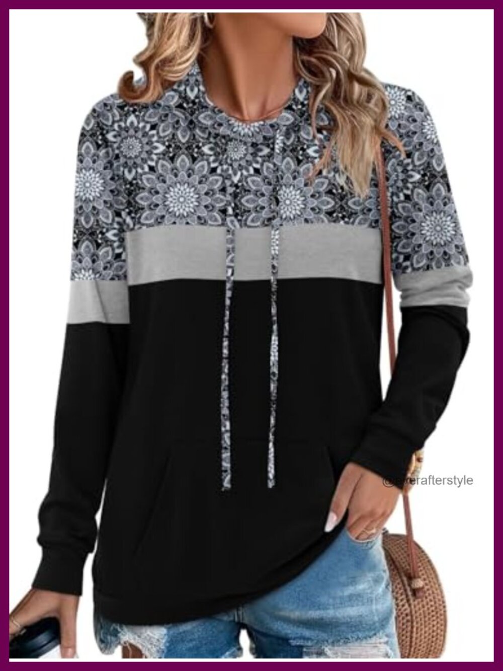 Long Sleeve Hooded Sweatshirt Pullover Drawstring Kangaroo Pocket